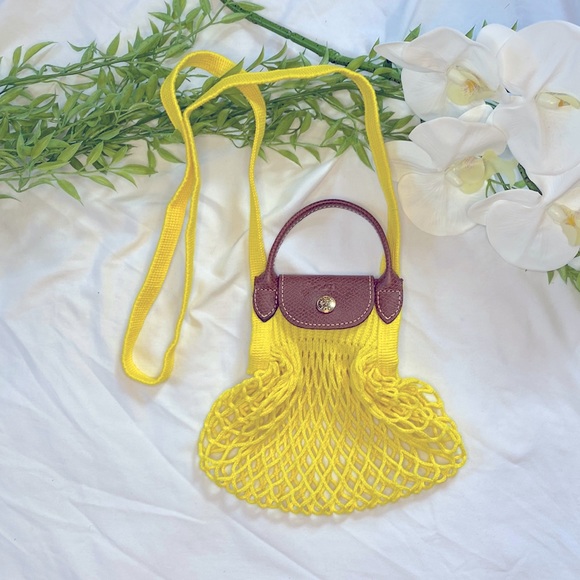 Longchamp Bags Longchamp Yellow Le Pliage Filet Crossbody Bag Xs Poshmark